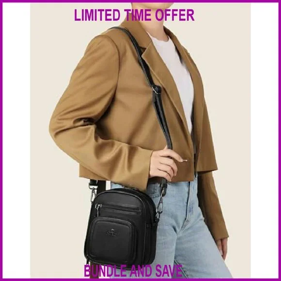 PU Leather Crossbody Bag with Card Slots, Adjustable Strap, Multi-Pocket Design